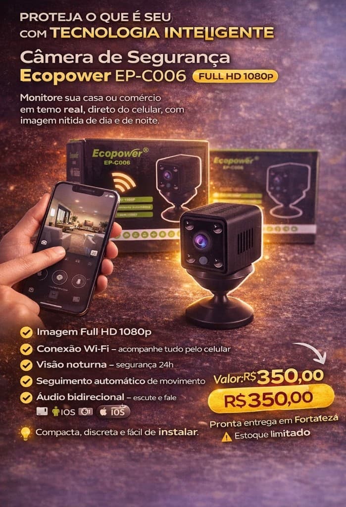 Phoenix Câmera de Segurança Ecopower EP-C006 FULL HD 108p